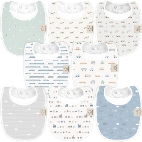 KeaBabies 8pk Organic Baby Bibs for Boy, Baby Drool Bib for Baby Boys and Girls, Newborn Teething Bibs, Color: Vessels