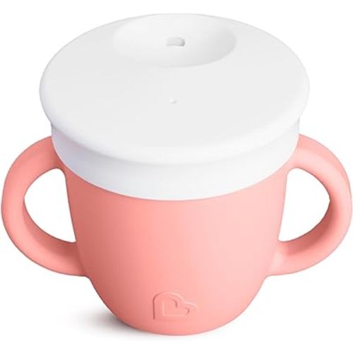 Munchkin C’est Silicone! Training Sippy Cup with Lid for Babies and Toddlers, 6 oz, Coral