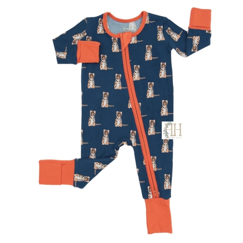 Boys Navy Tiger Zipper Romper