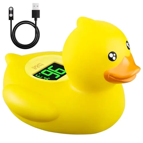 b&h Rechargeable Baby Bath Thermometer, Digital Floating Shower Thermometer for Infant Bathtub and Room, Upgraded Turn Off Function, Fast Temperature Reading, Safety Newborn Bath Time Toy (Baby Duck)