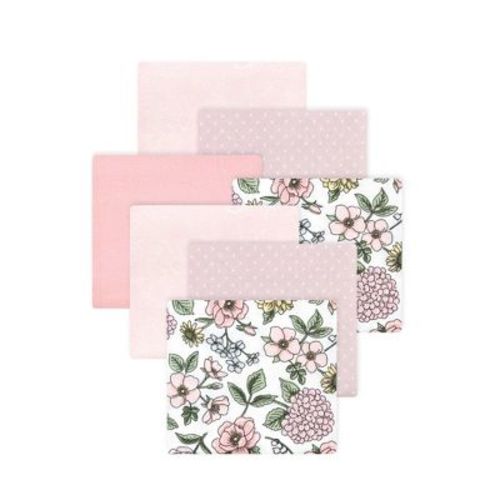 Little Treasure Hudson Baby Girls Cotton Poly Flannel Receiving Blankets Multipack, Pink Vintage Blossom, 30x30 Inches