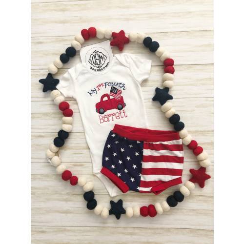 Baby 1st Fourth of July. Baby boy July 4th outfit, Baby boy truck with flag shirt, Baby boy 4th of July shirt