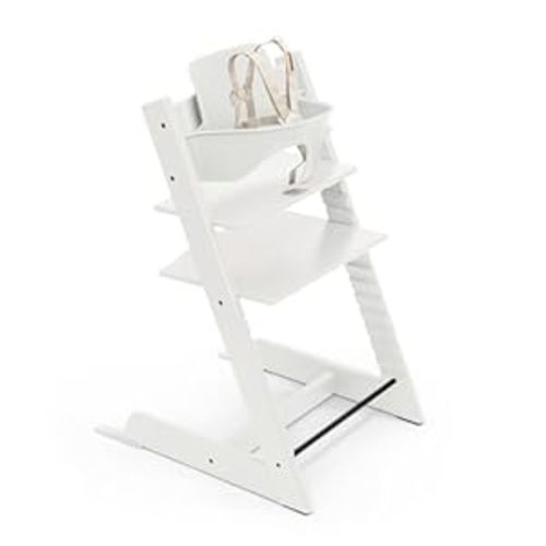 Stokke Tripp Trapp High Chair 2, White - Includes Chair + Baby Set with Removable Harness for Children 6-36 Months - Adjustable, Ergonomic & Easy to Clean