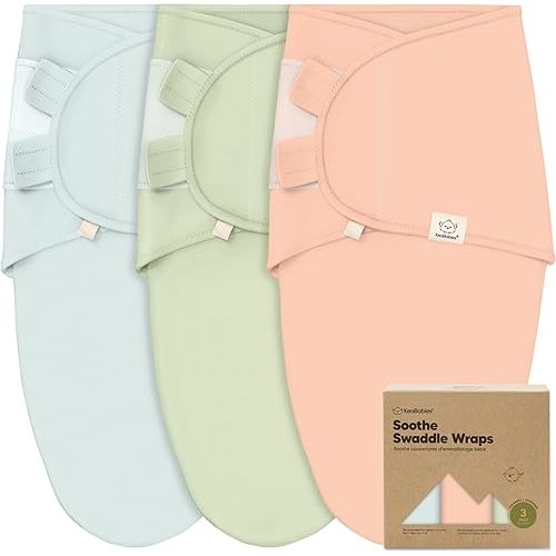 KeaBabies 3-Pack Organic Baby Swaddle Sleep Sacks - Swaddles for Newborns, Infant 0-3 Months, Baby Girls, Boys, Soft & Snug Newborn Sleep Sack, Nursery Swaddling Blankets, Velcro Closure (Mellow)