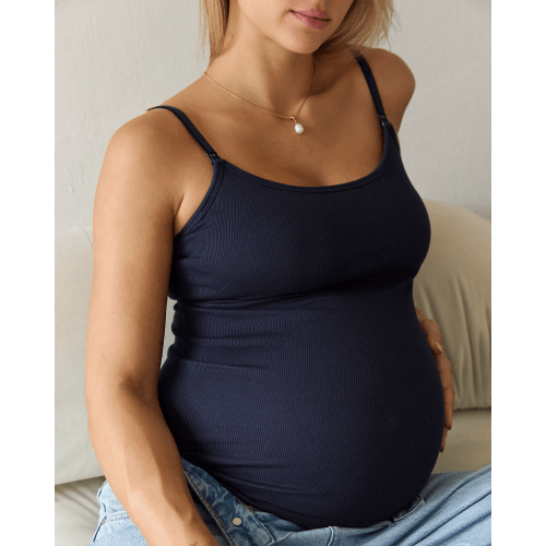 Soft Ribbed Nursing Tank - True Navy