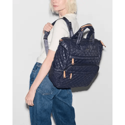 MZ Wallace Dawn Navy Blue Metro Utility Backpack - Luxury Quilted Backpack | MZ Wallace