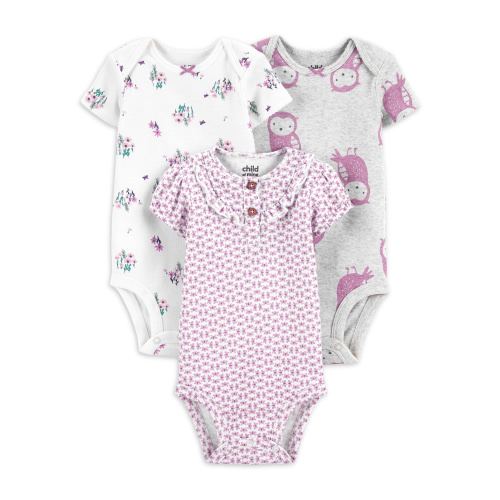 Carter's Child of Mine Baby Girl Bodysuits, 3-Pack, Sizes Preemie-24 Months