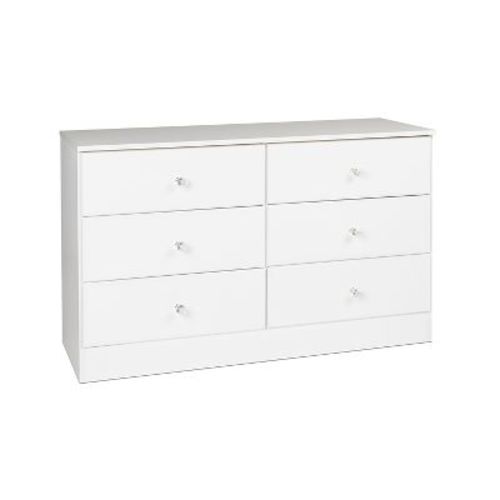 Astrid 6 Drawer Dresser White - Prepac: Laminated Wood Composite, Easy-glide, Safety Stops