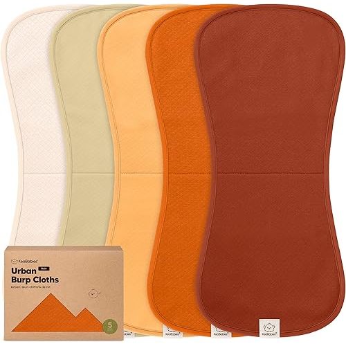 KeaBabies 5-Pack Organic Burp Cloths Baby Girl, Boy - Extra Large, Absorbent Baby Burp Cloths, Soft Burping Cloths for Babies, Newborn Burp Clothes, Cotton Burp Rags, Neutral Thick Burp Cloth (Sahara)