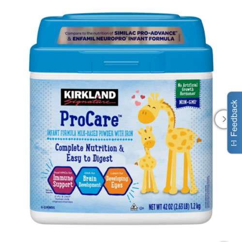 Kirkland Signature ProCare Non-GMO Infant Formula