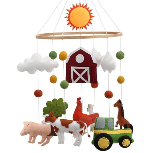 Farm Animal Mobile for Crib - A Colorful Baby Farm Mobile with Animals and barn