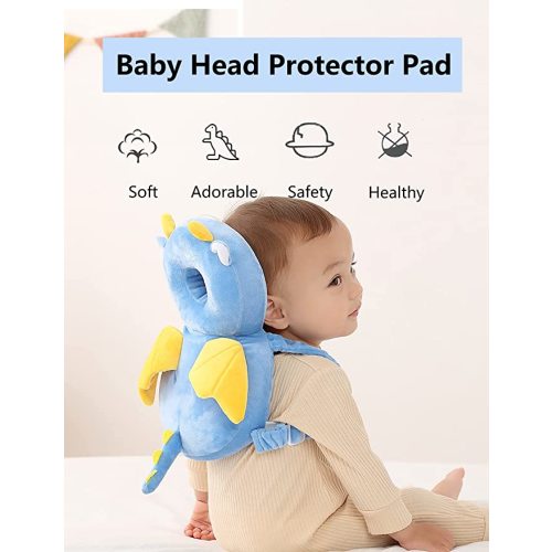 Toddler Baby Head Protection Cushion Backpack Wear,Dinosaur - Blue Dinosaur