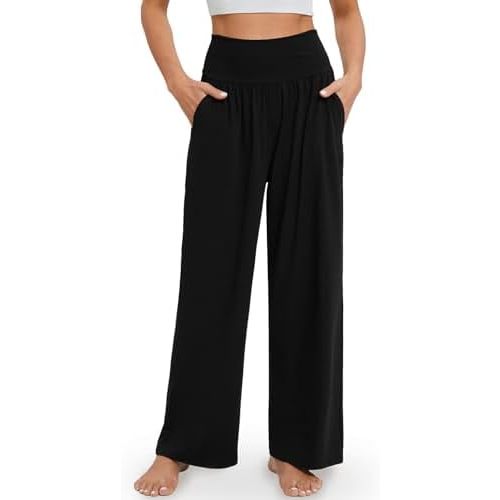 Gracyoga Wide Leg Yoga Pants for Women Casual Loose Cozy Sweatpants High Waisted Lounge Pajama Flowy Pants With Pockets
