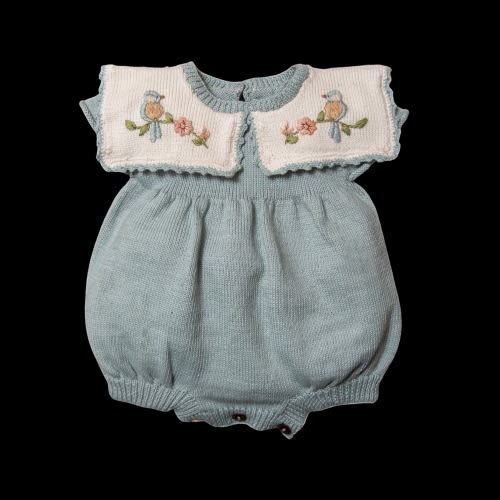 Little Birdie romper (Cotton) - Duck Blue