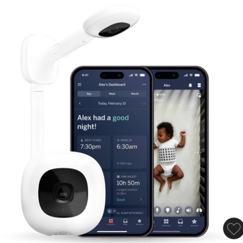 Nanit Pro Smart Baby Monitor & Wall Mount – 1080p Secure Wi-Fi Video Camera, Sensor-Free Sleep & Breathing Motion Tracker, 2-Way Audio, Sound & Motion Alerts, Night Vision, and Breathing Band - White