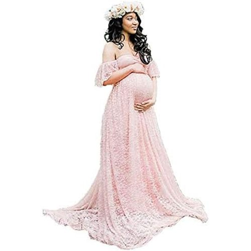 Sicily Women's Lace Off-Shoulder Long Maternity Dress Plus Photography