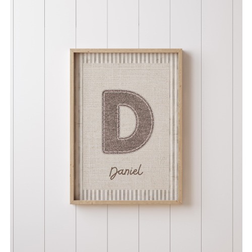 Kids and Nursery Name Sign: Denim Monogram Wall Art, Baby Name Print