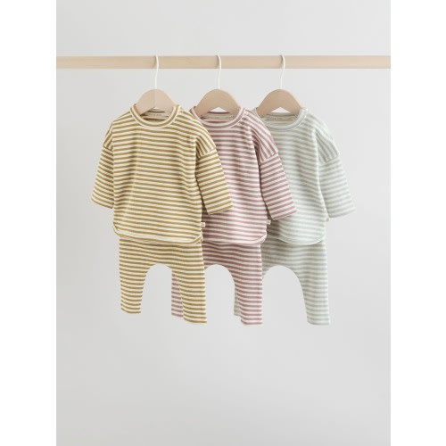 Yellow/Pink/Blue Baby Jersey Tops and Leggings Set 6 Piece (0mths-2yrs)