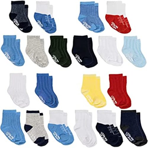 So'dorable 20 Pack Newborn Baby & Infant Boys & Girls Socks, Assorted Size Pack (0-12 Months & 12-24 Months), Non-Skid Grips, Non-Shrink