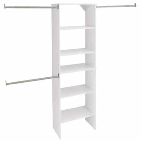 ClosetMaid BrightWood 5-ft to 10-ft W x 6.85-ft H White Solid Shelving Wood Closet System 5442 at Lowes.com