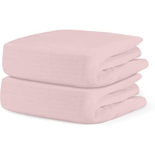 Newton Baby Organic Fitted Crib Sheets (2-Pack) - 100% Breathable and Ultra-Soft, 100% Organic Muslin Cotton, Sunrise Pink, Fits All Standard Cribs : Baby