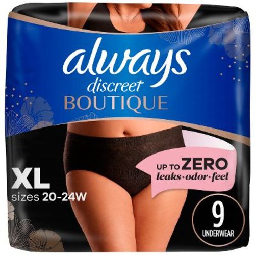 Always Discreet Boutique Black Maximum Underwear - L - 16ct