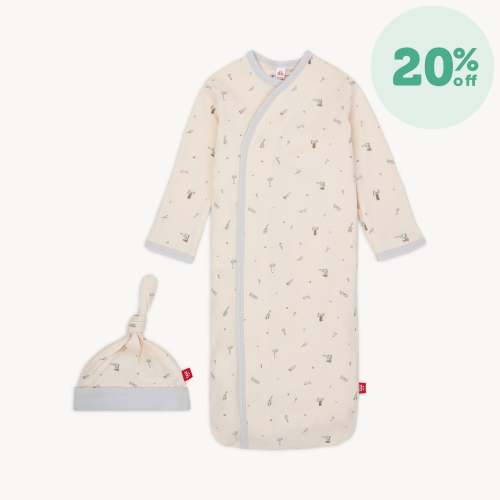 fix it friends organic cotton magnetic cozy sleeper gown + hat set – Magnetic Me 0-3 month