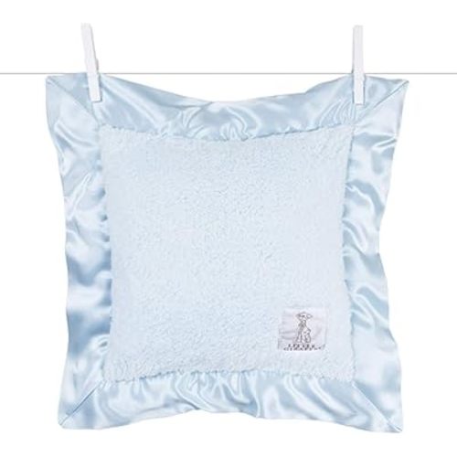 Little Giraffe Chenille Decor Pillow - Ultra-Soft Feather Yarn Knit with Elegant Satin Trim - 14" x 14", Blue