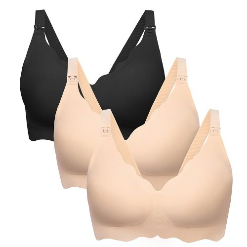 Angelhood Nursing Bras for Breastfeeding Ultra Comfort Seamless Maternity Bra Pack Wireless Pregnancy Bralette Bra Extender