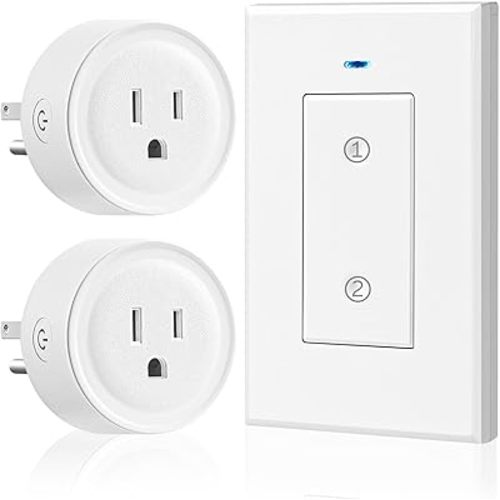 Remote Control Outlet WILAWELS Wireless Light Switch, 2 Pack Expandable and Removable Remote Control Outlet Switches for Christmas Tree Light, Lamp, Appliance, FCC Listed, 1 Controller for 2 Outlets