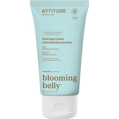 ATTITUDE Pregnancy Tired Legs Cream, EWG Verified, Dermatologically Tested, Plant and Mineral-Based, Vegan Maternity Products, Soothing and Refreshing Mint, 5 Fl Oz