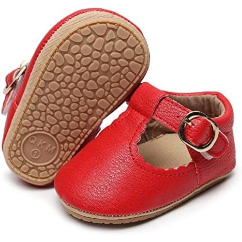 HONGTEYA Infant Baby Girls Mary Jane Flats Non Slip for Toddler First Walkers Soft Sole PU Leather Crib Shoes Sneaker Wedding Party Christmas Princess Dress Shoes Baby Moccasins Girls