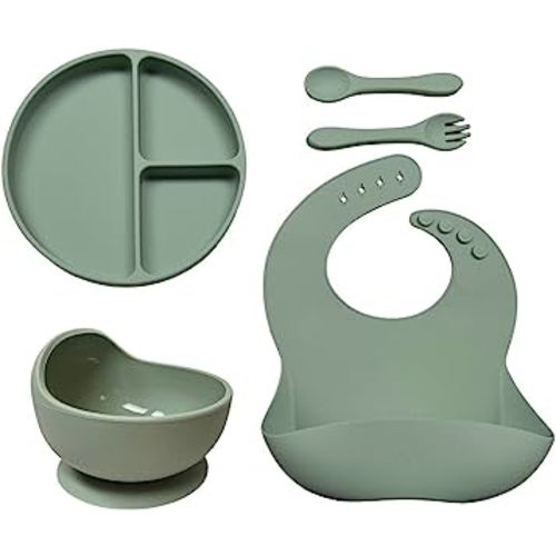 Ginbear Suction Bowls for Baby, Baby Led Weaning Spoon and Fork