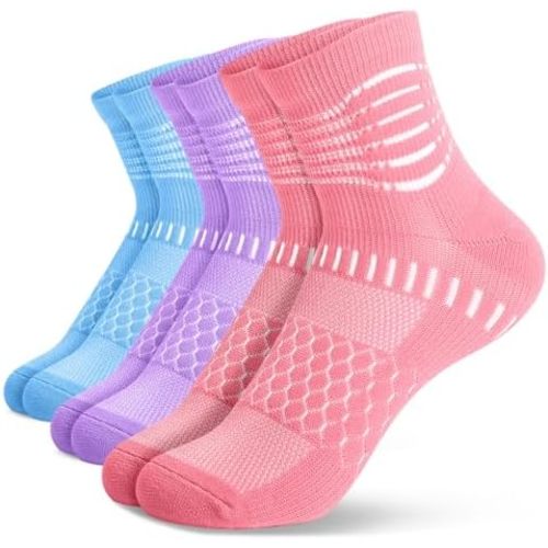 IRAMY Ankle Compression Socks for Women Men Coolmax Moisture Wicking Socks Plantar Fasciitis Relief 3/5 Pairs