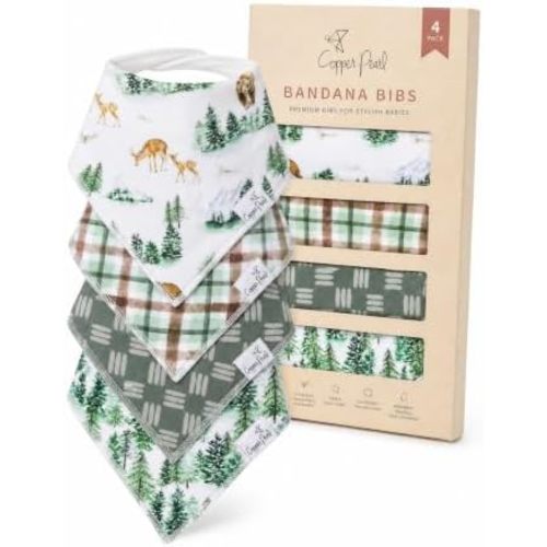 Copper Pearl Baby Bibs 4 Pack, Bandana Drool Bibs for Baby Girl & Boy, Soft Cotton Bibs for Drooling and Teething