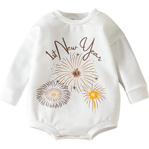Kuriozud Newborn Baby Boy Girl Bubble Romper Funny Letter Long Sleeve Oversized Sweater Tops Fall Winter Clothes