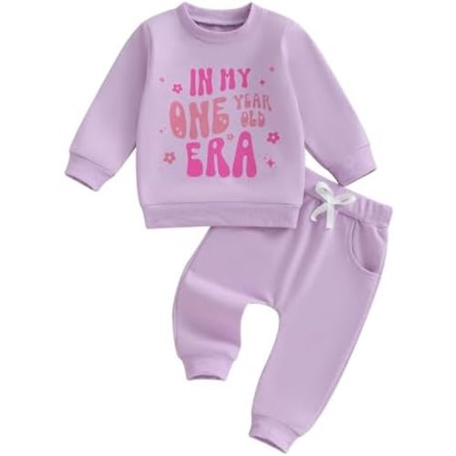 WZTYYDS Baby Girl First Birthday Outfit In My One Year Old Era Sweatshirt Fall Long Sleeve 1st Birthday Shirt Pants Set