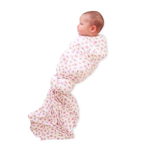 Caden Lane Baby Swaddle & Receiving Blanket, Soft, Breathable & Temperature-Regulating Bamboo Viscose Fabric for Swaddling Newborns, Gender Neutral Infant Blanket for Boys & Girls, Blushing Blooms