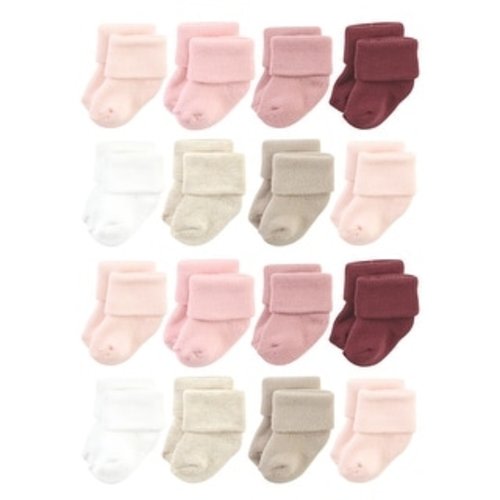 Hudson Baby Cotton Rich Baby Terry Socks 16-Pack, Solid Pink Neutral