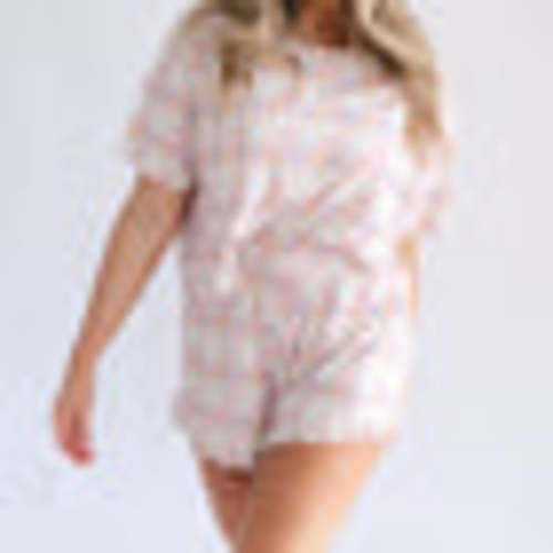 Womens Ruffle Short Set in Sea Shells – Silks