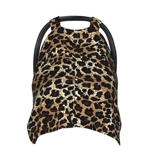 Hipster Leopard Cheetah Print Animal Baby Car Seat Canopy and Nursing Cover for Breastfeeding Multi-Use Cover Lightweight Infant Stretchy Carrier Cover for Newborn Girls Boys