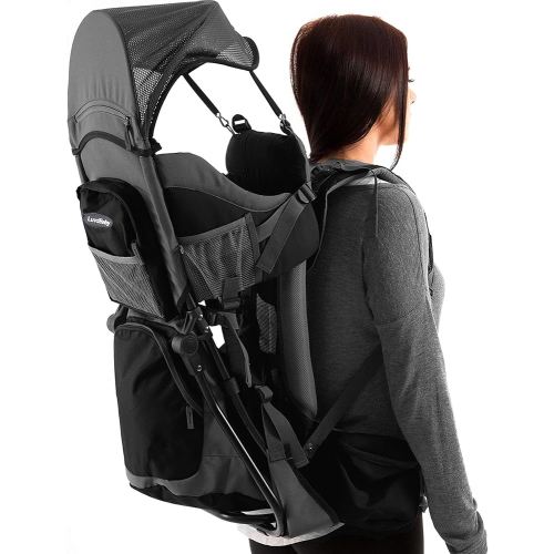 Hiking Baby Carrier Backpack - Comfortable Toddler/Baby Backpack Carrier System with Diaper Change Pad, Insulated Pocket + Rain and Sun Hood to Protect Your Child
