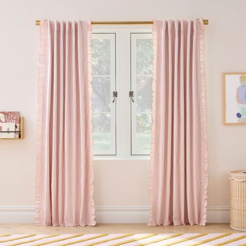 Kids Pinstripe Ruffle Curtain - 48x108
