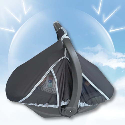 Summer Baby Car Seat Cover, Sun Shade Cover with mosquito net for baby, 2 in 1 Breathable baby Car Seat sun shade Canopy and bug net, Patent design, Black