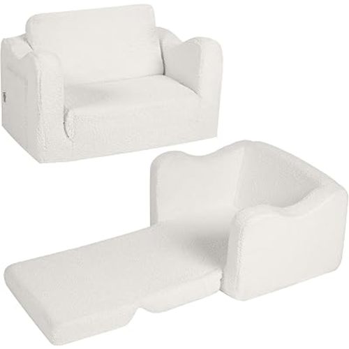 Convertible 2in1 Toddler Chair | Comfy Cozy Lounge Chair for Kids | Furniture for Playroom | Folding Chair | Small Kids Reading Chair (Cream)