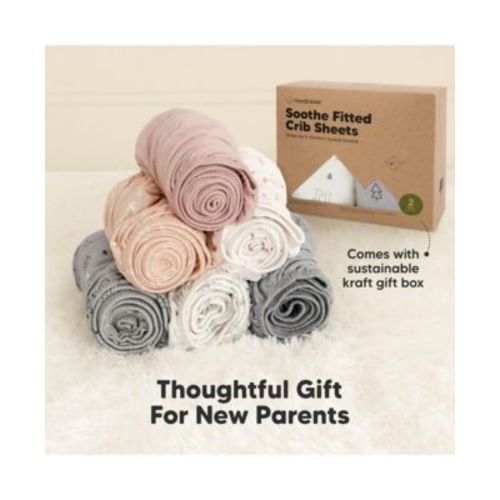 2pk Soothe Fitted Crib Sheets Neutral, Baby Crib Sheets, Fits Standard Nursery Baby Mattress