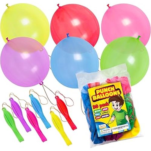 30-Pack Punch Balloons for Kids – Back-to-School Party Favors, Summer Fun Toys, Goodie Bag Stuffers, Birthday Prizes, and Classroom Rewards for Kids Ages 8-12