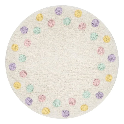 Tiny Dreamers Multicolor Polka Dot Washable Tufted Accent Rug