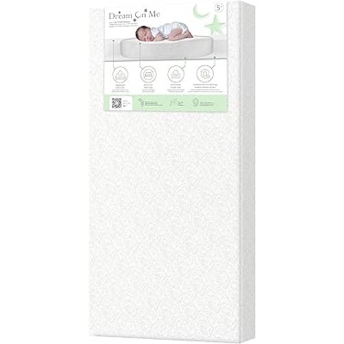 Dream On Me Serene Snooze 5” 2-in-1 Crib & Toddler Mattress, Dual-Sided Infant & Toddler Support, Waterproof & Stain Resistant, GREENGUARD Gold & Baby Safety Alliance Certified – Paisley