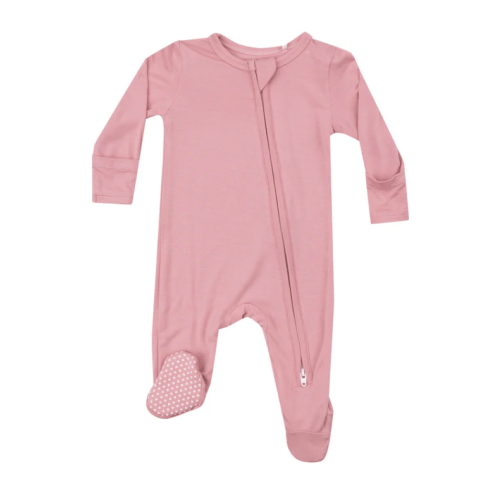 2 Way Zipper Footie - Basics - Solid Bridal Rose